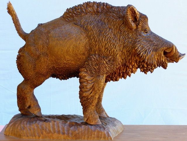 Sculptuur getiteld "sculpture  boar" door David, Origineel Kunstwerk