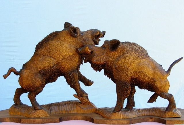 Escultura titulada "sculpture  boars" por David, Obra de arte original