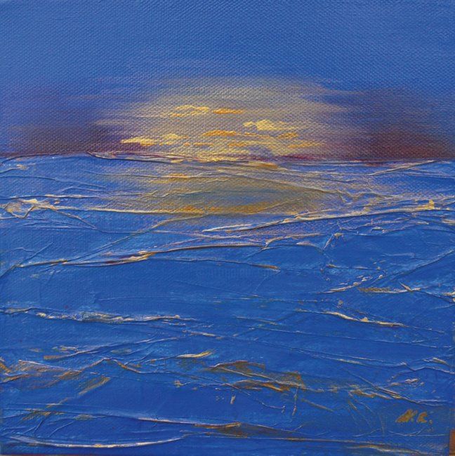 Painting titled "Tramonto blu" by Anthea, Original Artwork