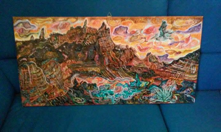 Painting titled "il mio gran canyon" by Rossella Quebella, Original Artwork