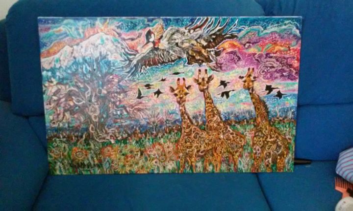 Pittura intitolato "l'albero della vita" da Rossella Quebella, Opera d'arte originale,
