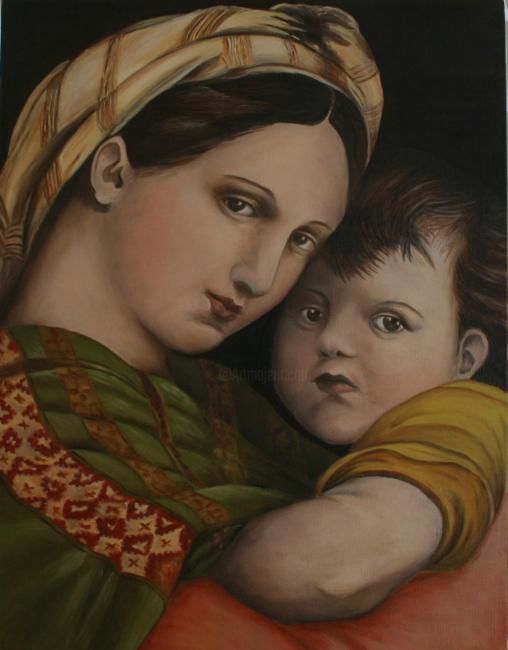Schilderij getiteld "Omaggio a Raffaello…" door Rossella Buscemi, Origineel Kunstwerk, Olie