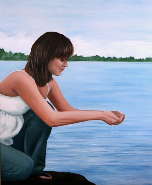 Pintura titulada "Acqua 50x60" por Rossella Buscemi, Obra de arte original, Oleo