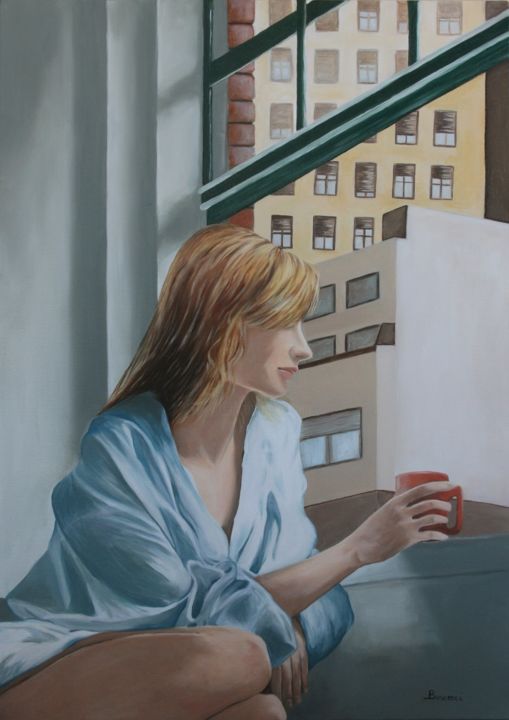 Pittura intitolato "Mattino 50x70" da Rossella Buscemi, Opera d'arte originale, Olio