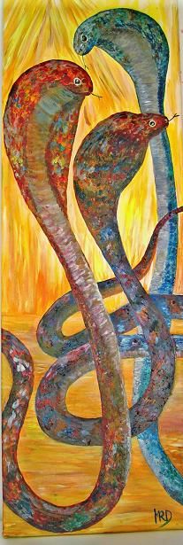 Painting titled "Bouquet de cobras" by Michèle Rossetto, Original Artwork