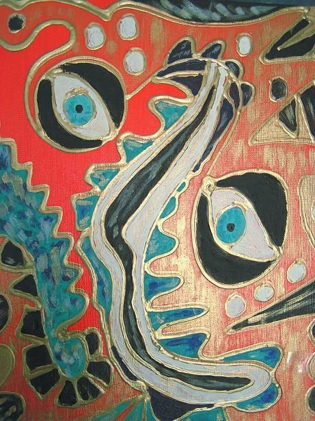 Peinture intitulée "Les yeux dans le ro…" par Michèle Rossetto, Œuvre d'art originale
