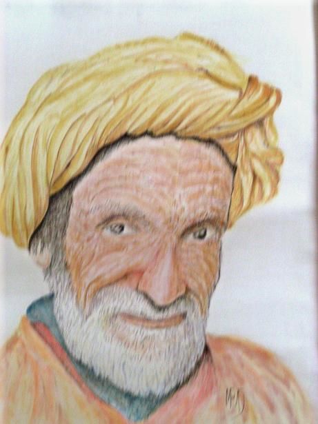 Peinture intitulée "Le mendiant Afghan" par Michèle Rossetto, Œuvre d'art originale