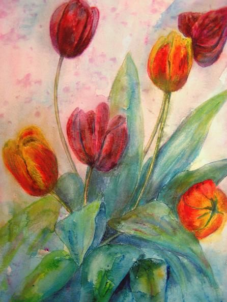 Painting titled "Tulipes" by Michèle Rossetto, Original Artwork