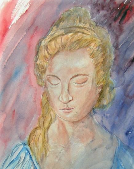 Painting titled "La dame à la tresse" by Michèle Rossetto, Original Artwork