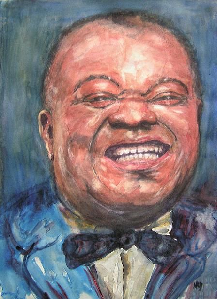 Painting titled "satchmo" by Michèle Rossetto, Original Artwork, Oil