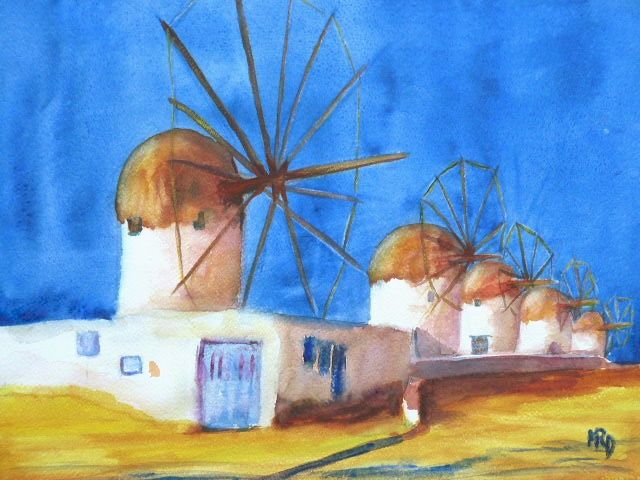 Painting titled "Comme à Mykonos" by Michèle Rossetto, Original Artwork