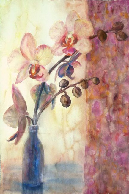 Peinture intitulée "Ochidées" par Michèle Rossetto, Œuvre d'art originale