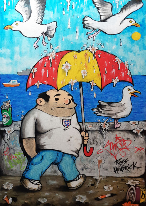 Painting titled "Seaside Stroll" by Ross Hendrick, Original Art, Acrylic