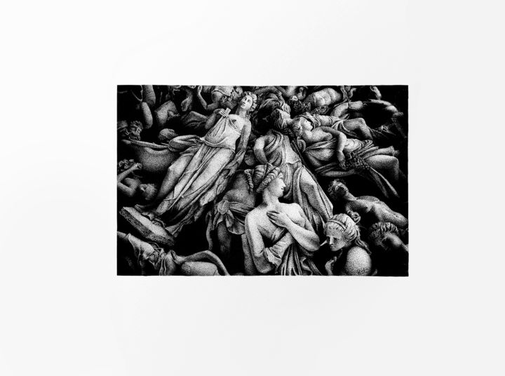 Рисунок под названием "The Fall Of The Gods" - Rostislaw Tsarenko, Подлинное произведение искусства, Чернила