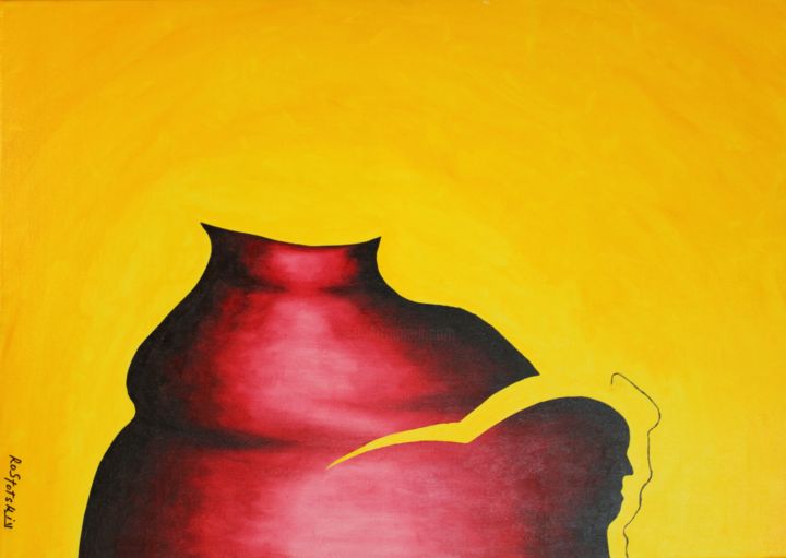 Painting titled "Split amphora on th…" by Rostotskiy, Original Artwork, Oil