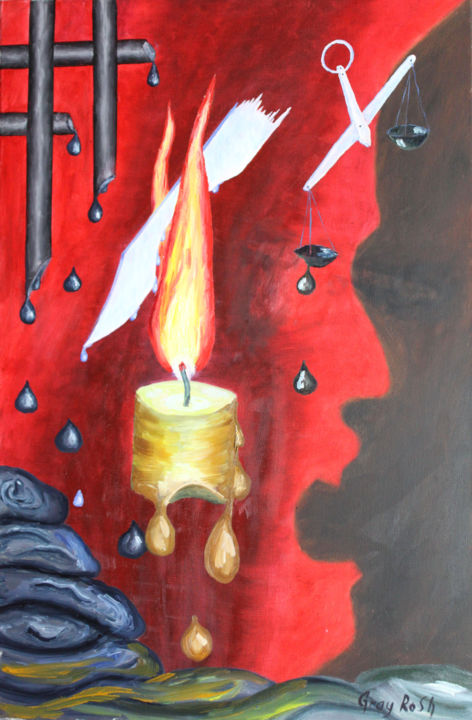 Pintura intitulada "Cleansing fire" por Rostotskiy, Obras de arte originais