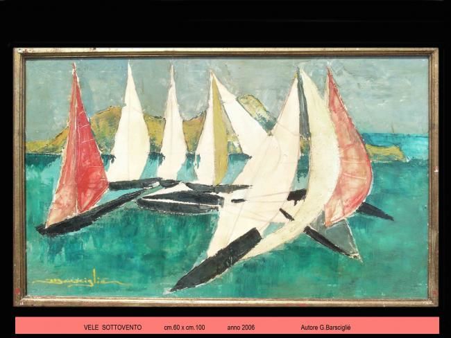 Pittura intitolato "vele sotto vento di…" da Jbarsciglié, Opera d'arte originale