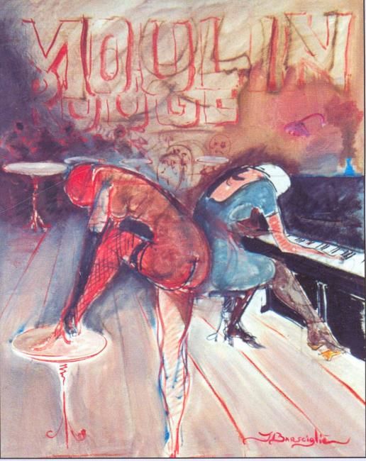 Pittura intitolato "moulin rouge" da Jbarsciglié, Opera d'arte originale, Olio
