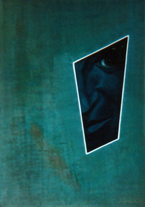 Painting titled "Bleu Vert" by Daniel Rouaix, Original Artwork, Acrylic