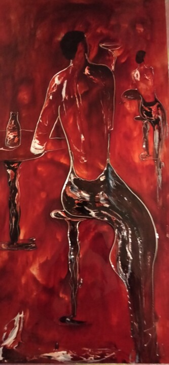 Pintura intitulada "Soirée louves" por Rouge William, Obras de arte originais, Acrílico