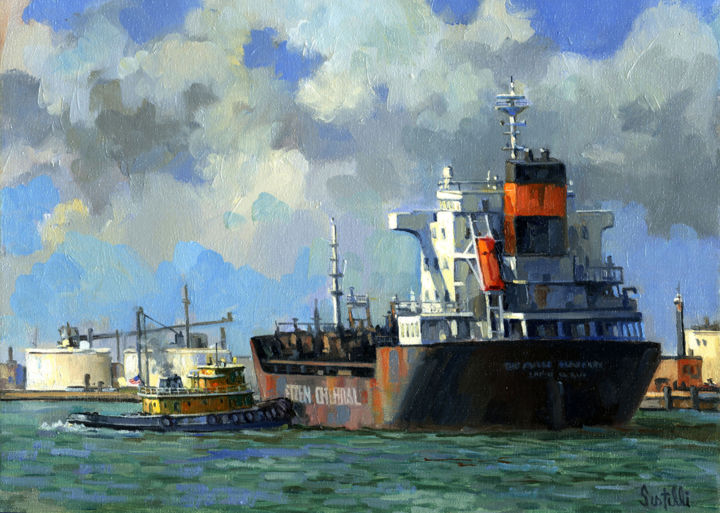 Painting titled "philadelphia-port.j…" by Dino Sistilli, Original Artwork, Oil