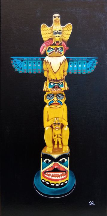Ζωγραφική με τίτλο "Totem" από Stéphanie Roumiguié, Αυθεντικά έργα τέχνης, Ακρυλικό