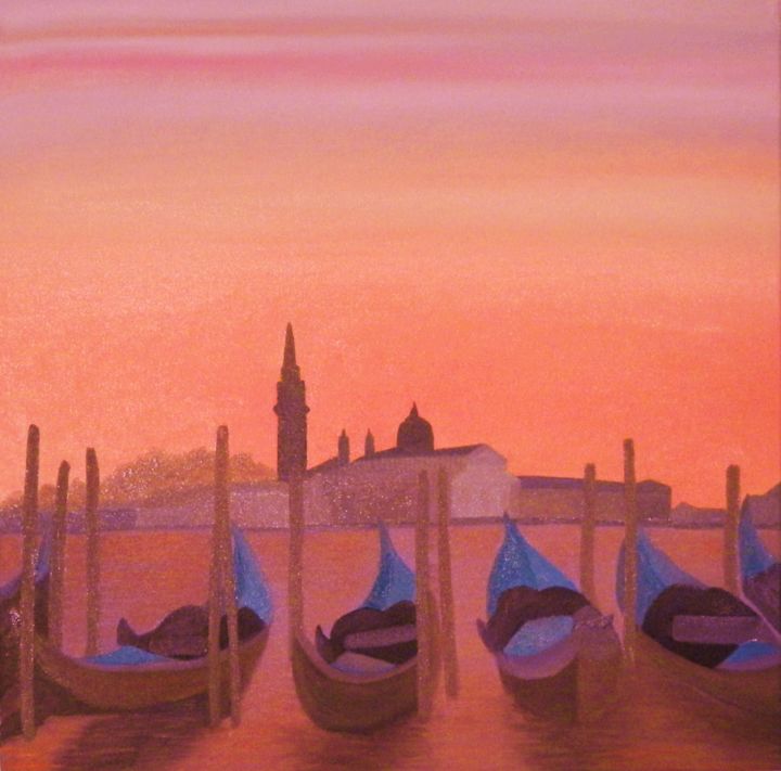 Painting titled "contrastes Venise" by Jean Daniel Rousseau, Original Artwork, Oil