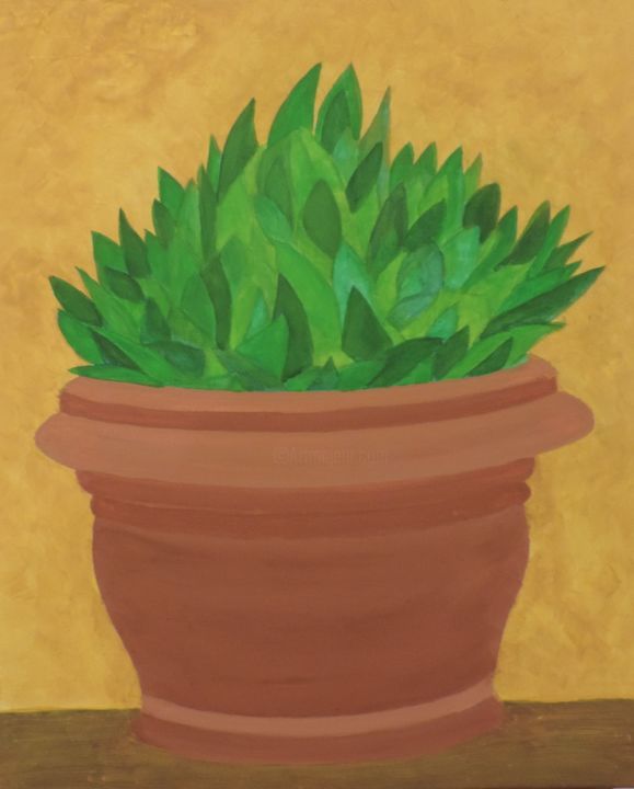 Painting titled "Plante en pot (Mona…" by Jean Daniel Rousseau, Original Artwork, Acrylic