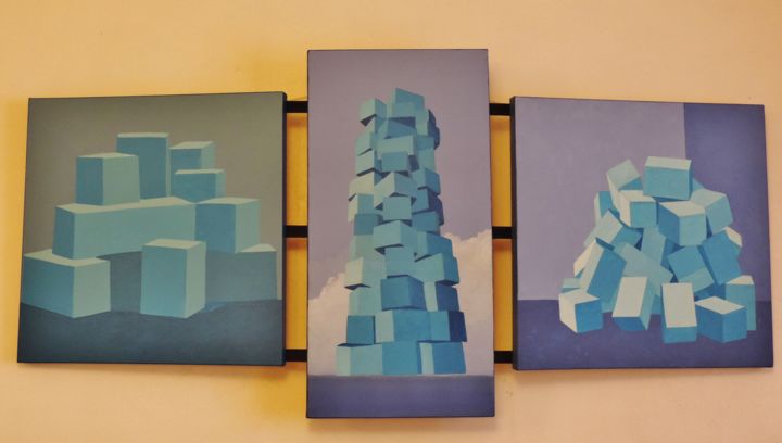绘画 标题为“Triptyque cartons b…” 由Jean Daniel Rousseau, 原创艺术品, 丙烯