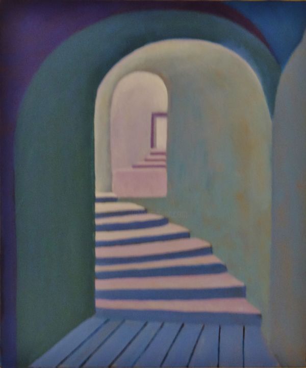 「escalier et lumière.」というタイトルの絵画 Jean Daniel Rousseauによって, オリジナルのアートワーク, アクリル