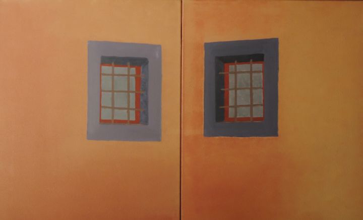 Painting titled "diptyque fenêtre et…" by Jean Daniel Rousseau, Original Artwork, Acrylic