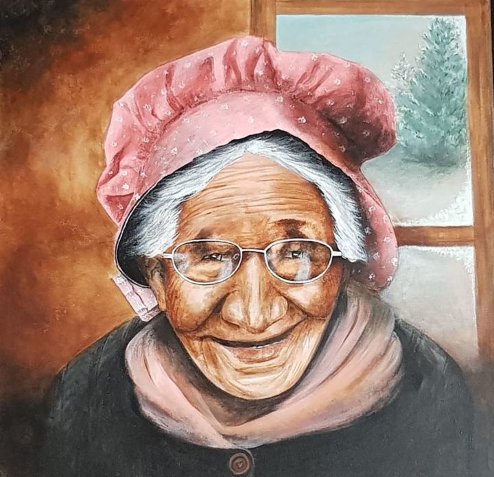 Pintura titulada "grand-mère" por Sylvie Rousselle, Obra de arte original, Acrílico