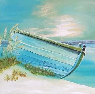 Painting titled "bateau" by Sylvie Rousselle, Original Artwork, Acrylic