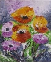 Painting titled "PAVOTS DU JARDIN" by Jocelyne Codina, Original Artwork