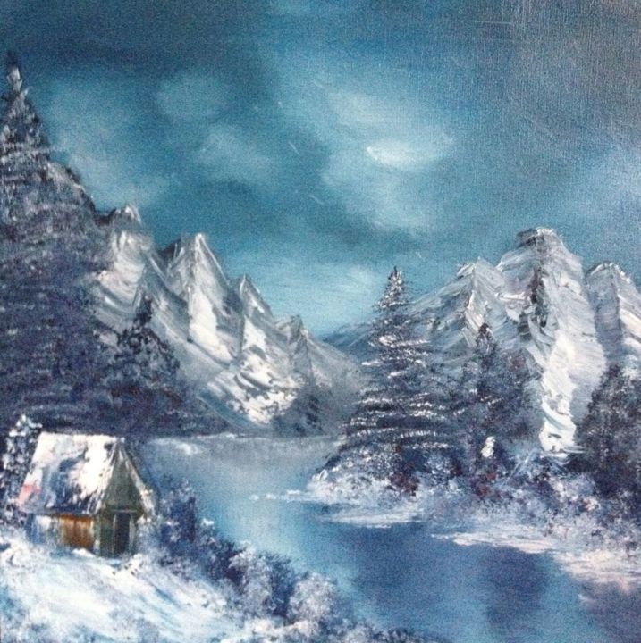 Painting titled "Montagnes enneigées" by Chantou 1954, Original Artwork