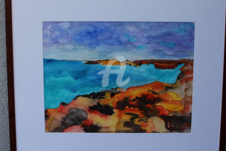 Malerei mit dem Titel "At the seaside" von Rovinci, Original-Kunstwerk, Aquarell