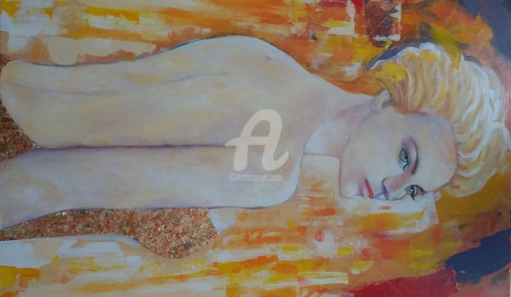 Malerei mit dem Titel "Charlize Theron" von Rovinci, Original-Kunstwerk, Acryl