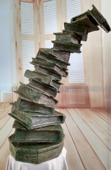 Sculpture intitulée "books.jpg" par Egeo Baldacchino, Œuvre d'art originale, Papier mâché