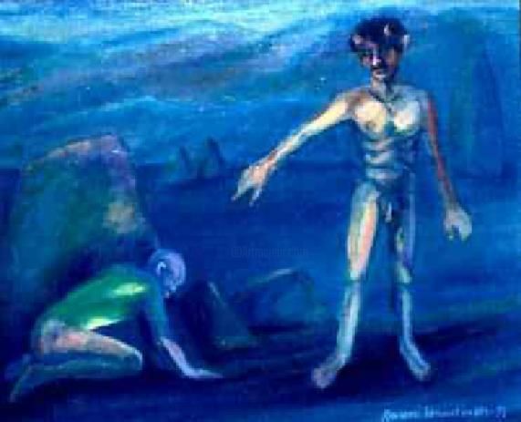 Painting titled "Dante's Hell" by Rowney Abbott, Original Art, Oil
