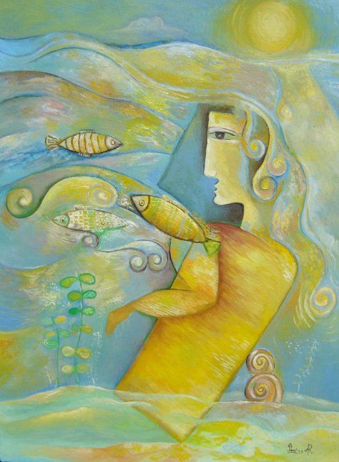 Malarstwo zatytułowany „The Swimmer” autorstwa Roxana Donisanu, Oryginalna praca, Olej