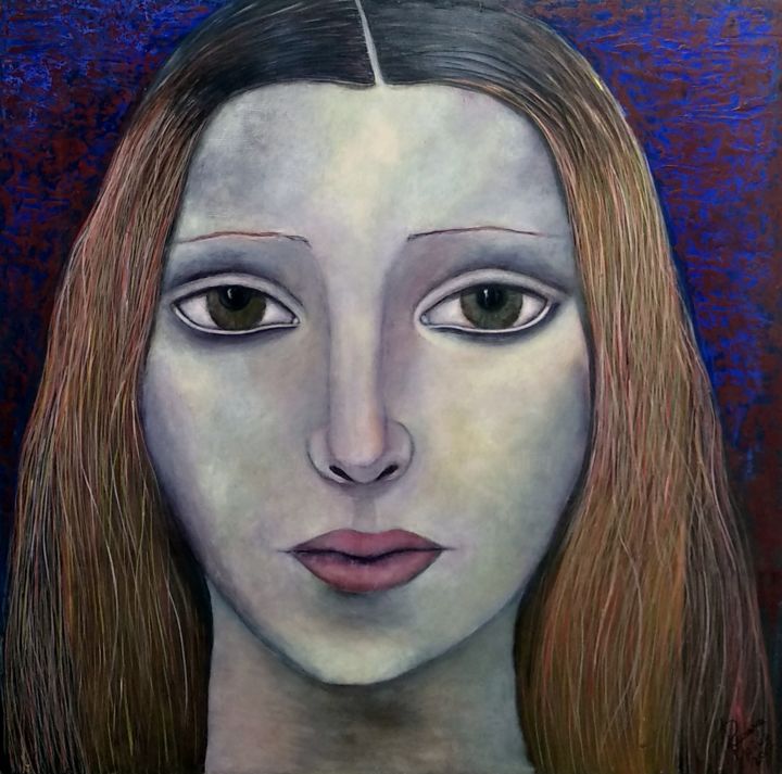Painting titled "retrato 1" by Roxana, Original Artwork, Acrylic