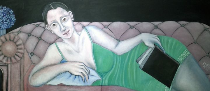 Pintura titulada "tendida sobre el so…" por Roxana, Obra de arte original, Acrílico