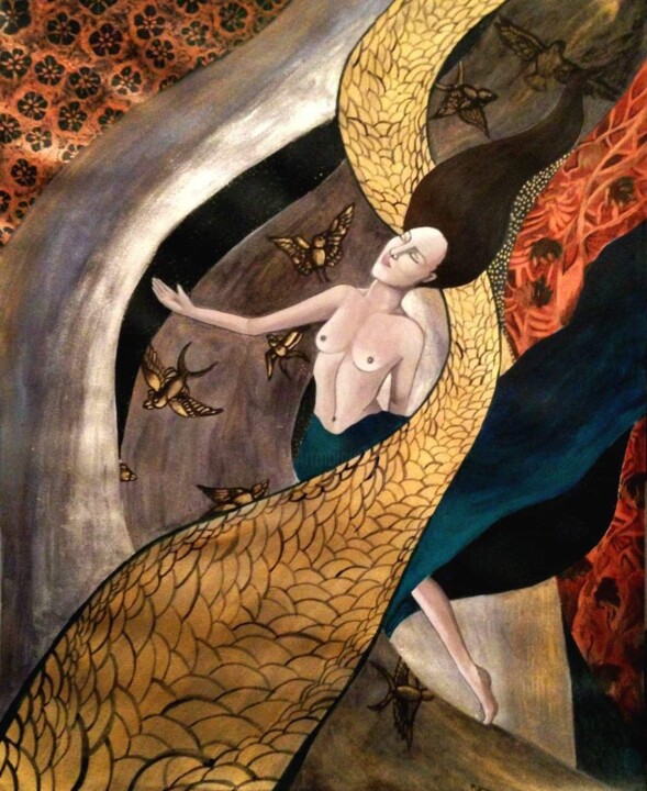 Painting titled "Divagation" by Roxane Kurita, Original Artwork, Ink