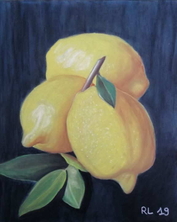 Dessin intitulée "Les citrons" par Roxane Le Tétour, Œuvre d'art originale, Pastel