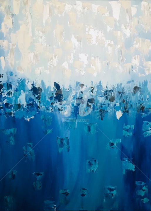 Painting titled "Ice Lagoon" by Roxani Rohner, Original Artwork, Acrylic