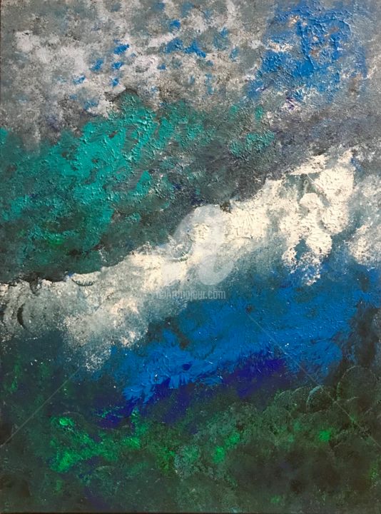 Painting titled "4 shades of Blue cl…" by Roxani Rohner, Original Artwork, Acrylic