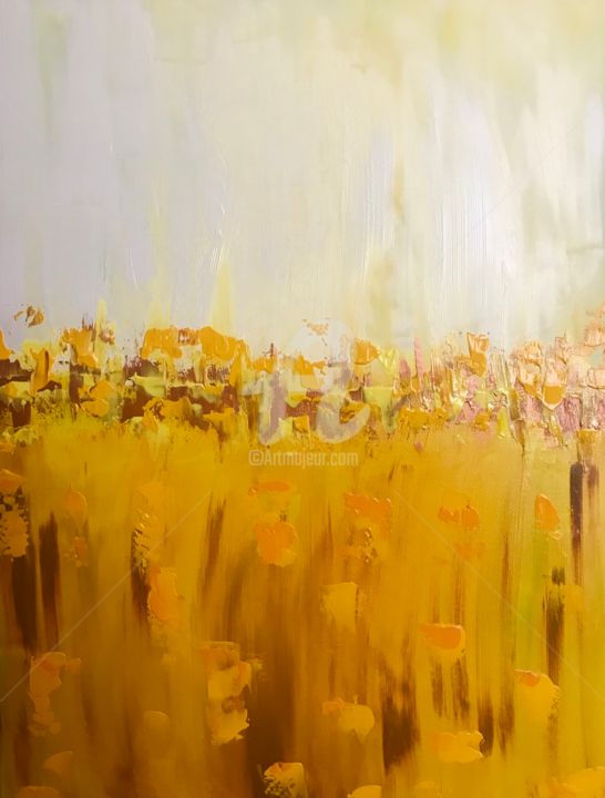 Peinture intitulée "Yellow Lagoon" par Roxani Rohner, Œuvre d'art originale, Acrylique
