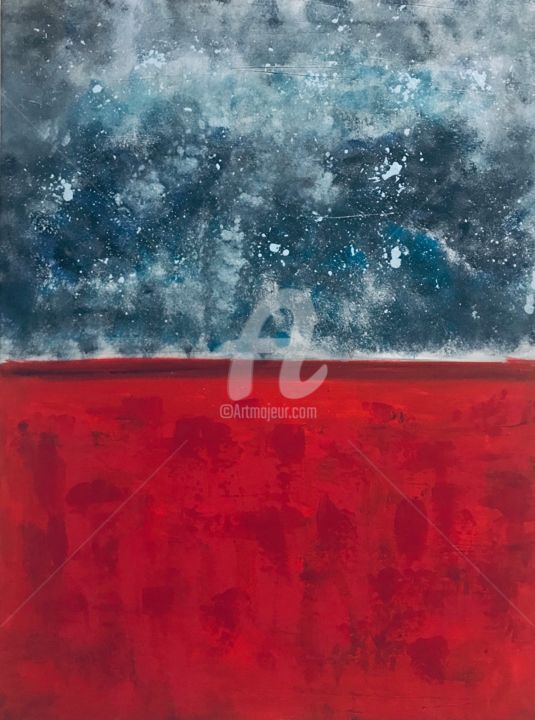 Malerei mit dem Titel "Post Red" von Roxani Rohner, Original-Kunstwerk, Acryl