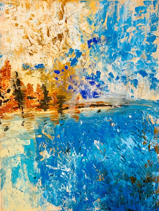 Pintura intitulada "Laguna" por Roxani Rohner, Obras de arte originais, Acrílico