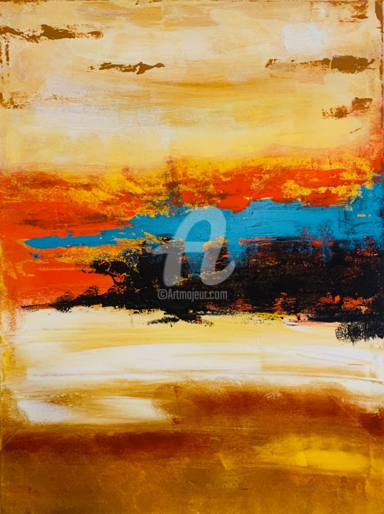 Painting titled "Oasis" by Roxani Rohner, Original Artwork, Acrylic
